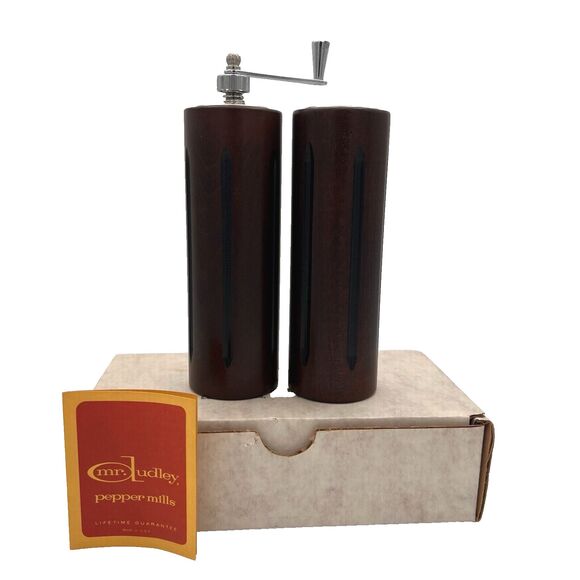 Vintage Pepper Mill & Salt Shaker Danish Modern Inspired Mr. Dudley Wooden w/Box - Picture 2 of 12